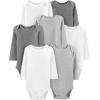 imageSimple Joys by Carters unisexbaby 7pack Long Sleeve BodysuitWhiteLight Grey HeatherMedium Grey Heather