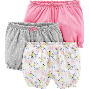 imageSimple Joys by Carters Girls 3Pack Knit ShortsGrey HeartsPinkWhite Floral
