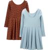 imageSimple Joys by Carters Girls 2Pack LongSleeve Dress SetBrown Animal PrintDusty Blue