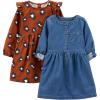 imageSimple Joys by Carters Girls 2Pack LongSleeve Dress SetChambrayCheetah
