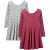 imageSimple Joys by Carters Girls 2Pack LongSleeve Dress SetGrey FloralPlum