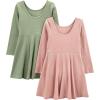 imageSimple Joys by Carters Girls 2Pack LongSleeve Dress SetOlivePink