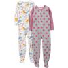 imageSimple Joys by Carters Girls 2Pack Loosefit Fleece Footed PajamasGrey Polka DotWhite Dogs