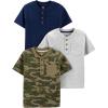imageSimple Joys by Carters Baby Boys 3Pack ShortSleeve Tee ShirtsGreen CamoGrey HeatherNavy