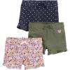 imageSimple Joys by Carters Girls 3Pack Knit ShortsDenim DotsOlive HeartsPink Floral
