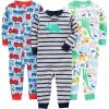 Blue Firetruck/Grey Stripe/White Dinosaur