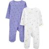 imageSimple Joys by Carters Baby Girls Cotton Footed Sleep and Play Pack of 2Purple Polka DotWhite Ducks