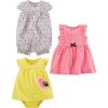 imageSimple Joys by Carters Baby Girls 3Pack Romper Sunsuit and DressPink DotsWhite FloralYellow Bird