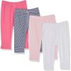 imageSimple Joys by Carters Baby Girls 4Pack PantsNavy StripePale PeachPinkWhite Dots