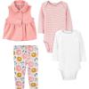 imageSimple Joys by Carters Baby Girls 4Piece ShortSleeve Shirts and Pants Playwear SetPinkStripeWhite DotsFloral
