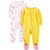 imageSimple Joys by Carters Baby Girls Cotton Footed Sleep and Play Pack of 2White GiraffeYellow Strawberries