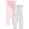 imageSimple Joys by Carters babygirls 2pack Fashion JumpsuitsGrey SwansPink Stripe