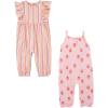 imageSimple Joys by Carters babygirls 2pack Fashion JumpsuitsPink StrawberriesWhite Vertical Stripe