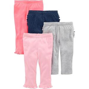 imageSimple Joys by Carters Baby Girls 4Pack PantsCoral PinkGreyNavy DotsPink