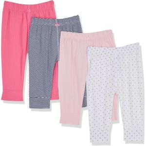 imageSimple Joys by Carters Baby Girls 4Pack PantsNavy StripePale PeachPinkWhite Dots