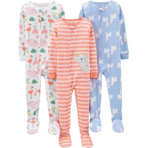 imageSimple Joys by Carters Toddlers and Baby Boys SnugFit Footed Cotton Pajamas Pack of 3HeartsLlamaSea Friends
