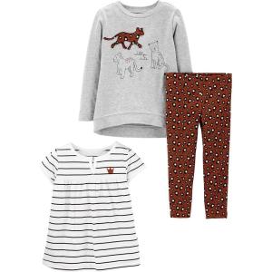 imageSimple Joys by Carters babygirls 3piece Playwear SetCheetahStripe