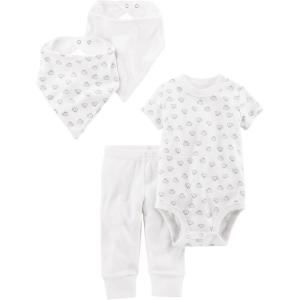 imageSimple Joys by Carters babygirls 4piece Bodysuit Pant and Bibs SetWhiteLamb