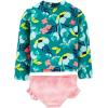 imageSimple Joys by Carters Girls 2Piece Assorted Rashguard SetsGreen FloralPink Stripe