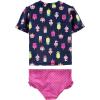 imageSimple Joys by Carters Girls 2Piece Assorted Rashguard SetsNavy PopsiclesPink Dots