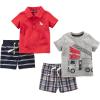 imageSimple Joys by Carters babyboys 4piece Playwear SetGrey FiretruckNavy Double StripeRed DogPlaid