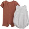 imageSimple Joys by Carters babyboys Button Rompers Pack of 2BrownGrey Stripe