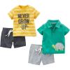 imageSimple Joys by Carters babyboys 4piece Playwear SetDark GreyGreen TurtleWhite StripeYellow Double Stripe