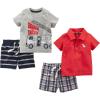 imageSimple Joys by Carters babyboys 4piece Playwear SetGrey FiretruckNavy Double StripeRed DogPlaid