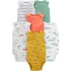 imageSimple Joys by Carters babyboys 6pack Shortsleeve BodysuitAlligatorDinosaurStripeTrucks