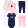 imageSimple Joys by Carters babygirls 6piece Bodysuits Short and Long Sleeve and Pants SetMulticolorDotsFloralHeartsTurtle