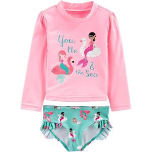 imageSimple Joys by Carters Girls 2Piece Assorted Rashguard SetsAqua Green SwanPink Mermaid