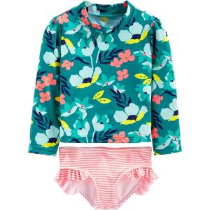 imageSimple Joys by Carters Girls 2Piece Assorted Rashguard SetsGreen FloralPink Stripe