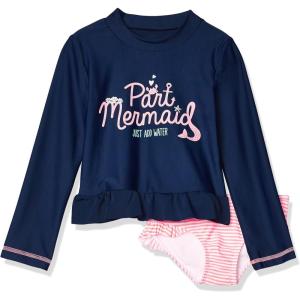 imageSimple Joys by Carters Girls 2Piece Assorted Rashguard SetsNavy MermaidPink Stripe