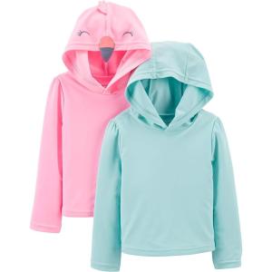 imageSimple Joys by Carters Girls Baby and Toddler 2Pack RashguardsAqua BluePink