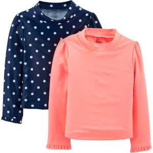 imageSimple Joys by Carters Girls Baby and Toddler 2Pack RashguardsCoral PinkNavy