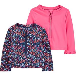 imageSimple Joys by Carters Girls Baby and Toddler 2Pack RashguardsNavy Floral and Pink