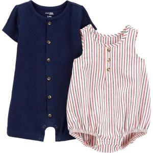imageSimple Joys by Carters babyboys Button Rompers Pack of 2NavyRed Stripe
