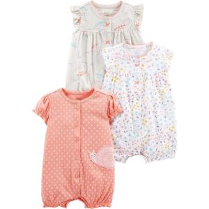imageSimple Joys by Carters babygirls 3pack Snapup RompersRoseWhiteBeige