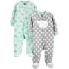 imageSimple Joys by Carters Baby 2Pack Neutral Fleece Footed Sleep and PlayGrey StarsMint Green Elephant