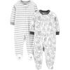 imageSimple Joys by Carters Baby 2Pack Neutral Fleece Footed Sleep and PlayPenguinStripe