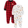 imageSimple Joys by Carters Baby Holiday Fleece Footed Sleep and Play Pack of 2Buffalo CheckForest Animals