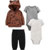 Black/Brown Reindeer/Grey Heather/White Stripe