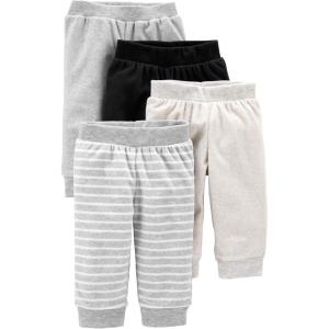 imageSimple Joys by Carters unisexbaby 4pack Fleece PantsBlackIvoryLight GreyWhite Stripe
