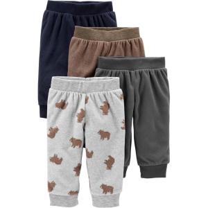 imageSimple Joys by Carters unisexbaby 4pack Fleece PantsBrownDark GreyLight Grey Bear PrintNavy