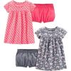 imageSimple Joys by Carters Girls ShortSleeve and Sleeveless Dress Sets Pack of 2Pink PrintGrey Butterfly
