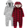 imageSimple Joys by Carters unisexbaby 2pack Neutral Fleece Hooded Jumpsuits
