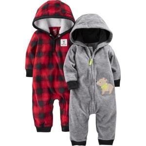 imageSimple Joys by Carters babyboys 2pack Fleece Hooded Jumpsuits