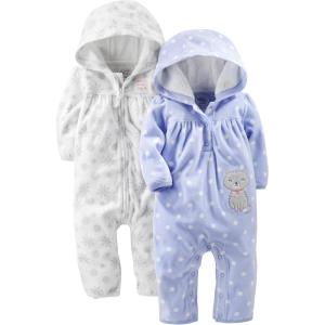imageSimple Joys by Carters girls 2pack Fleece Hooded Jumpsuits