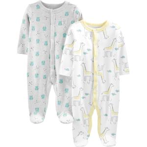 imageSimple Joys by Carters Baby Neutral 2Pack Cotton Footed Sleep and PlayGrey OwlWhite Giraffe