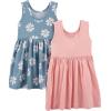 imageSimple Joys by Carters Baby Girls ShortSleeve and Sleeveless Dress Sets Pack of 2Dusty Blue FloralPink